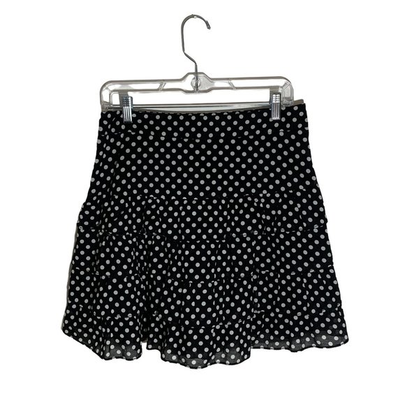 Ann Taylor -- Loft 100% Cotton Tiered Peplum Black/White Polka Dot Skirt Size 6 - Picture 4 of 7